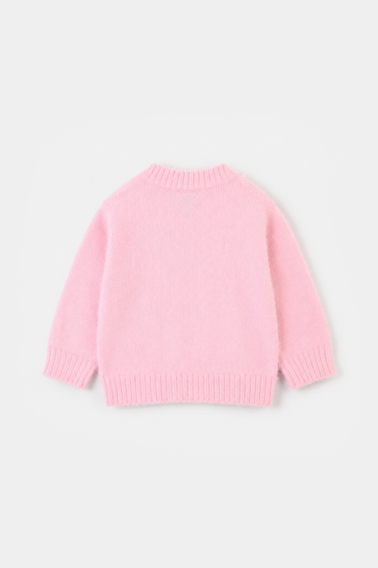 Infant Girls Acrylic Sweater - Petal Butterfly - Pink