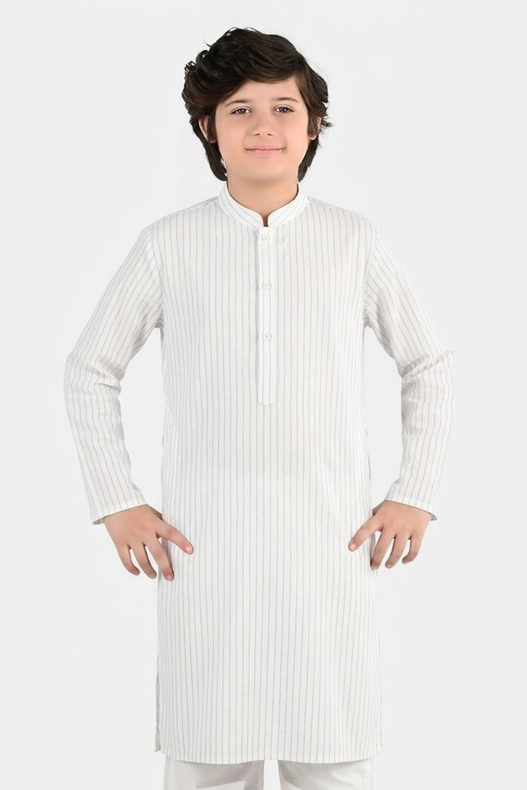 Boys Yarn Dyed Kurta (Blue Stripe)