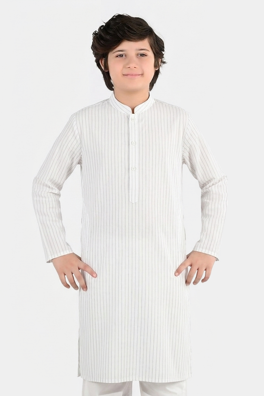 Boys Yarn Dyed Kurta (Blue Stripe)