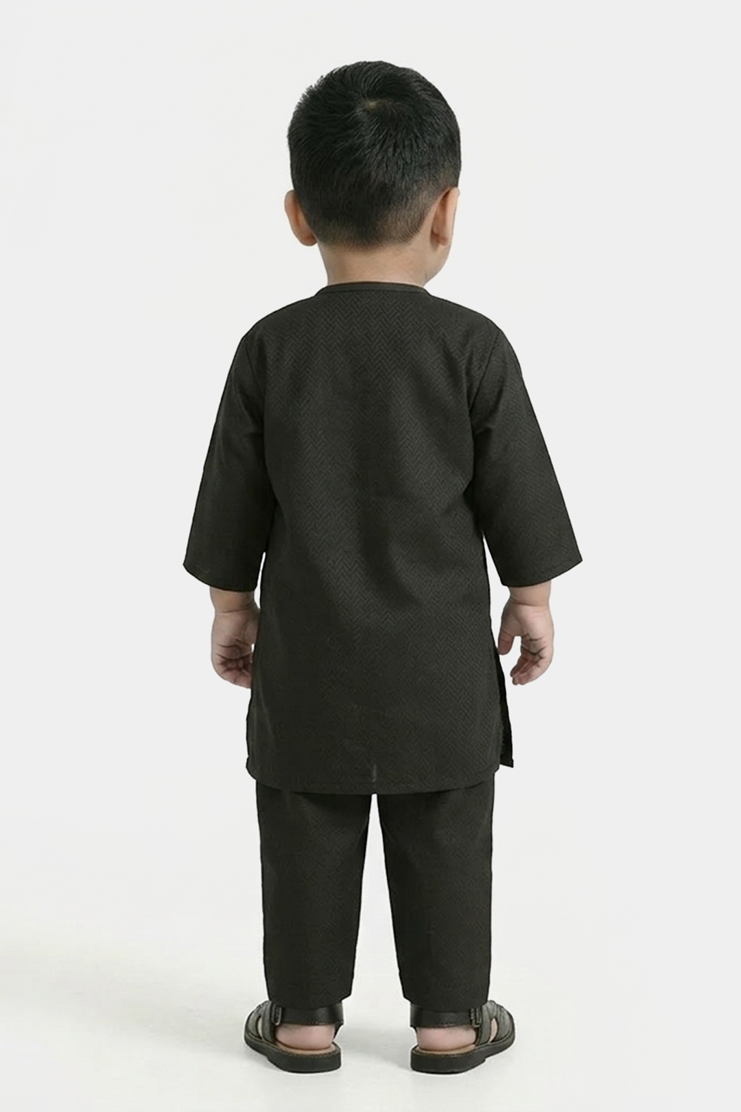 Infant Boys Jacquard Kurta Pajama - Black