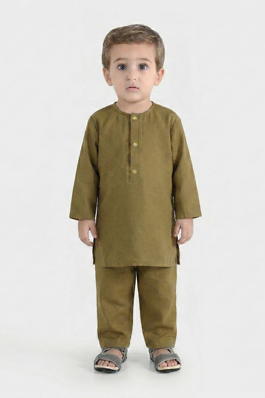 Infant Boys Poly Viscose Kurta Pajama - Green
