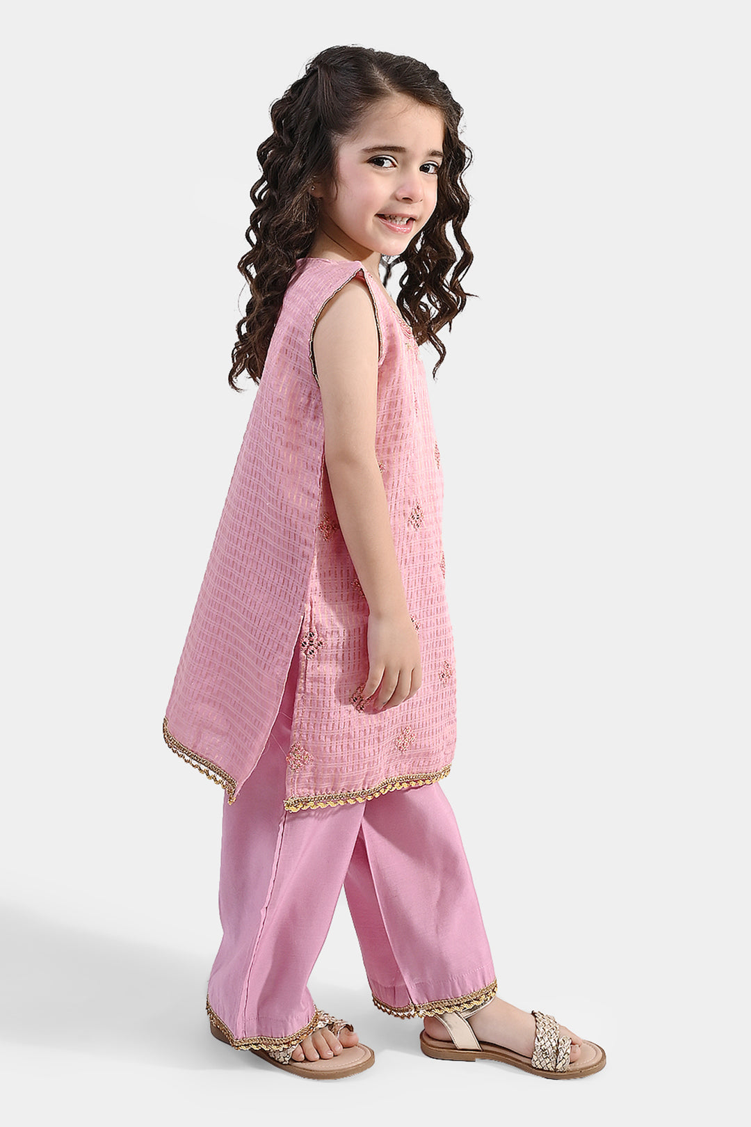 Girls Jacquard 2 Piece Set (Glitter) - Pink