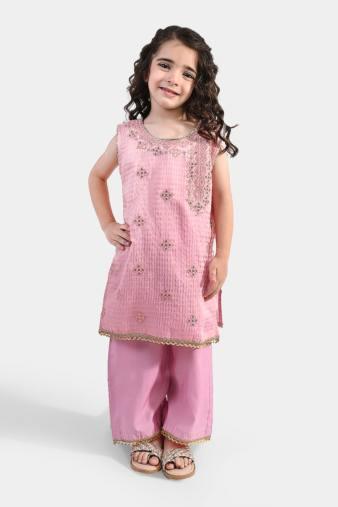 Girls Jacquard 2 Piece Set (Glitter) - Pink