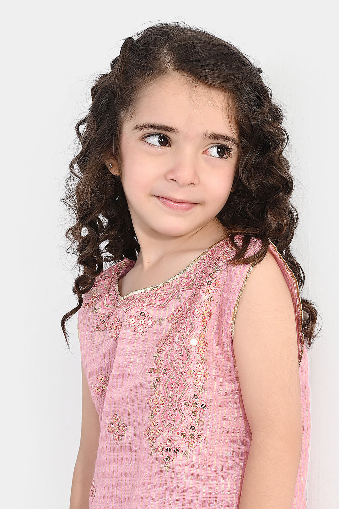 Girls Jacquard 2 Piece Set (Glitter) - Pink