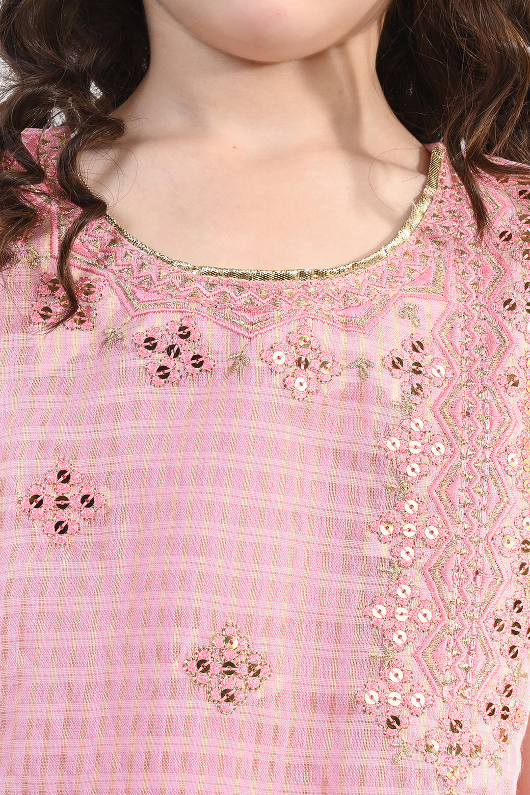 Girls Jacquard 2 Piece Set (Glitter) - Pink
