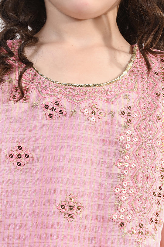 Girls Jacquard 2 Piece Set (Glitter) - Pink