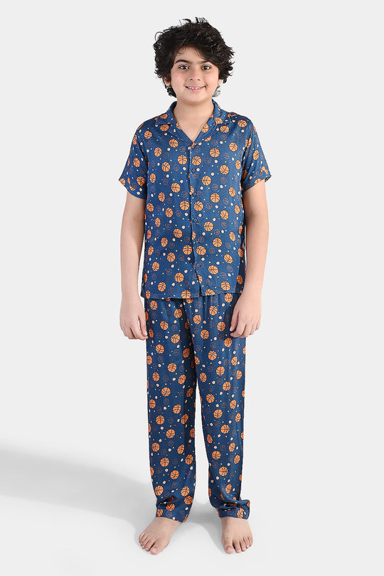 Boys Viscose Nightwear  Basketball -Teal Blue