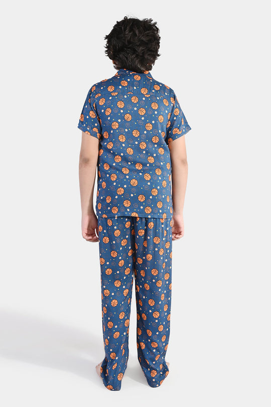 Boys Viscose Nightwear  Basketball -Teal Blue