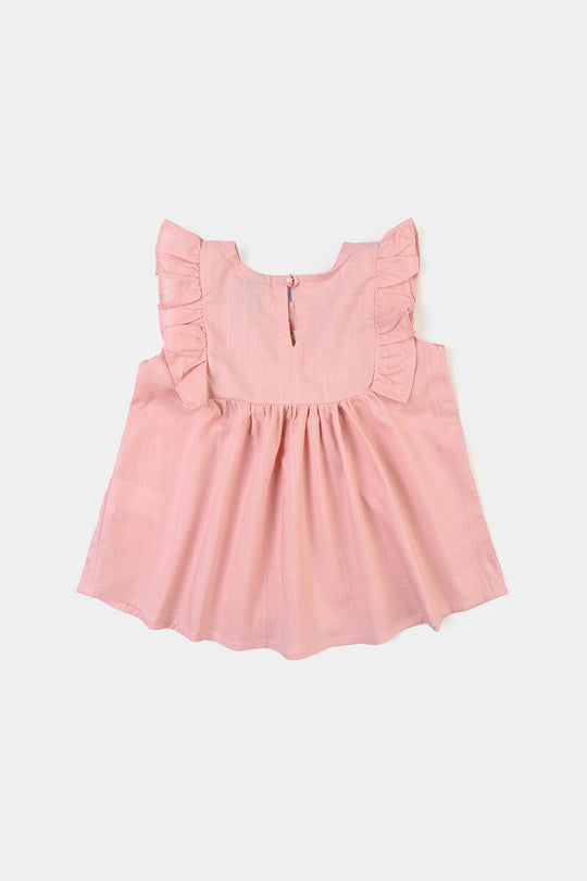 Infant Girls Cotton Emb Frock Desert Rose-Pink