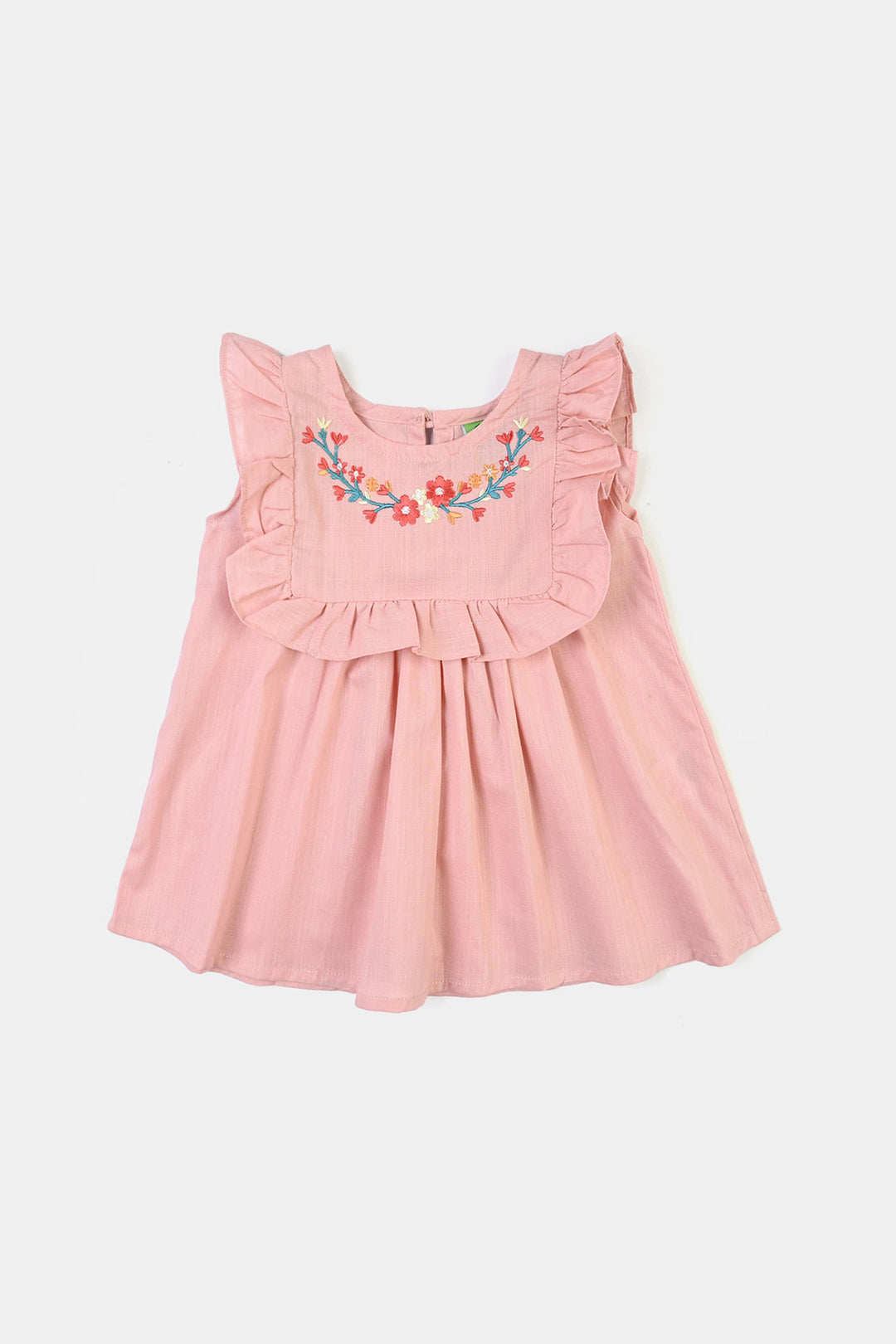 Infant Girls Cotton Emb Frock Desert Rose-Pink