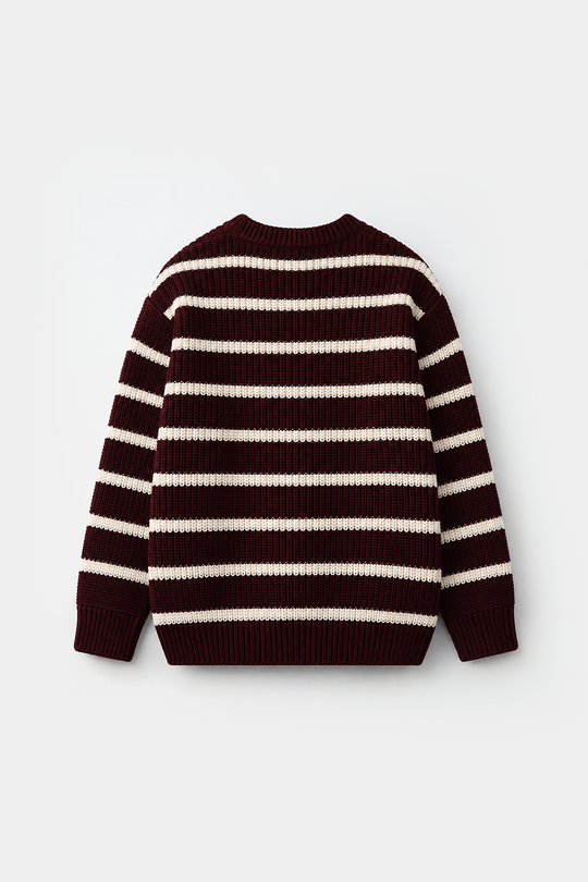 Boys Acrylic Sweater - Go Wild - Maroon & Off White