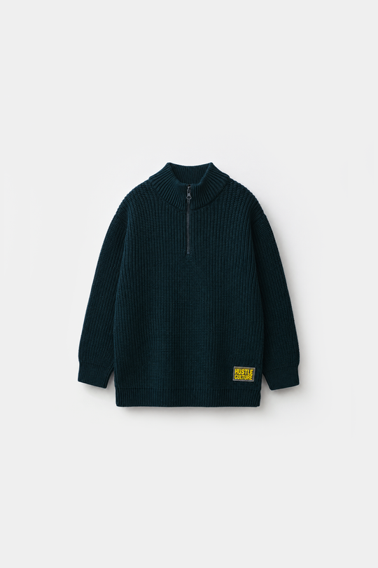 Boys Acrylic Sweater Hustle - Teal Blue