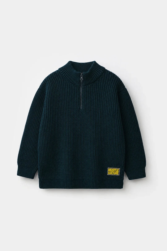 Boys Acrylic Sweater Hustle - Teal Blue