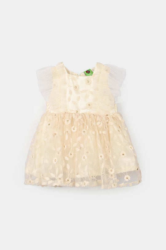 Infant Girls Net Fancy Frock Glam Angel - Cream