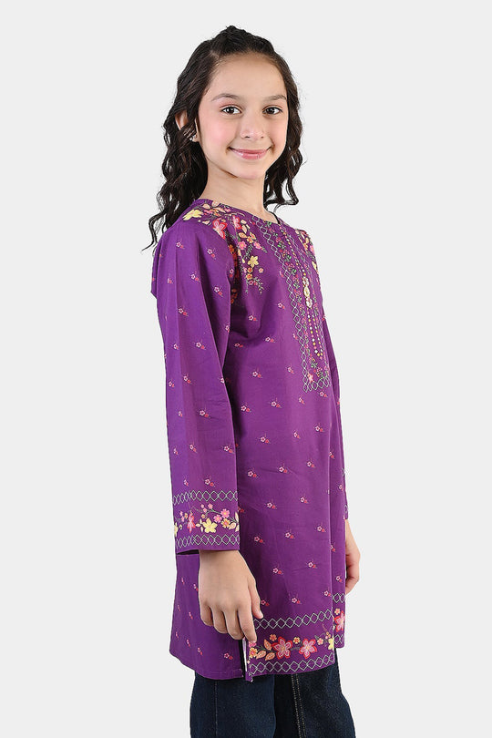 Girls Cotton Printed Kurti Mistry-PURPLE