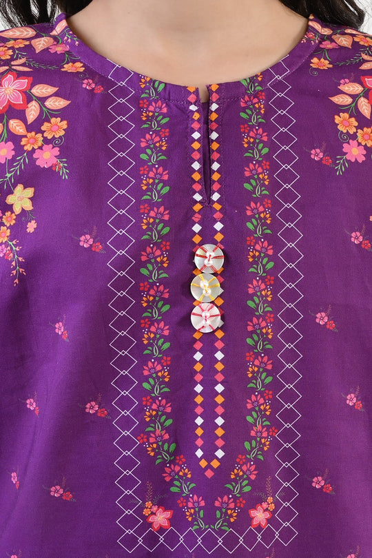 Girls Cotton Printed Kurti Mistry-PURPLE