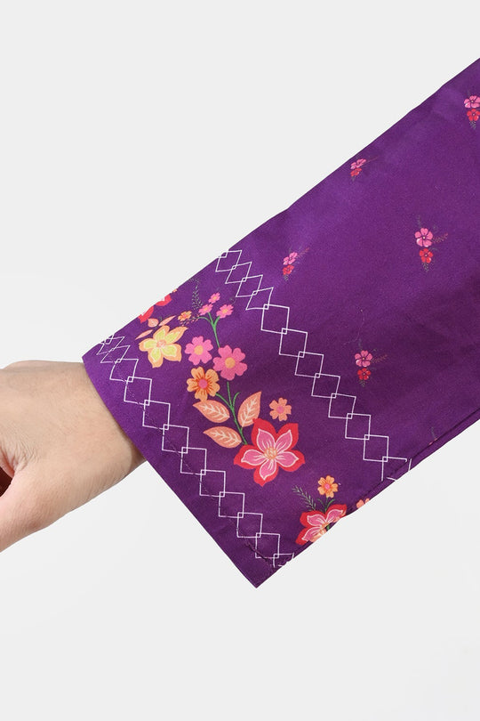 Girls Cotton Printed Kurti Mistry-PURPLE
