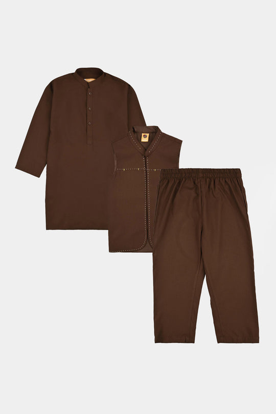 Boys Poly Viscose 3Piece (Coca Brown)