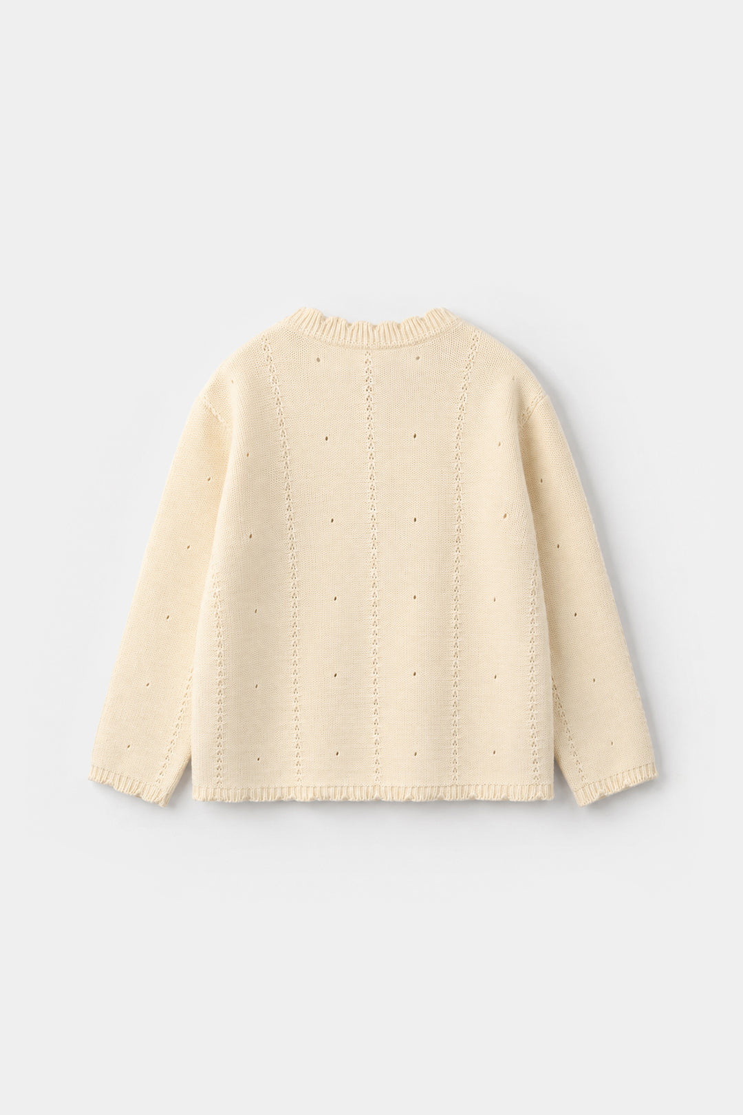 Girls Acrylic Sweater Pink Flora - Off White