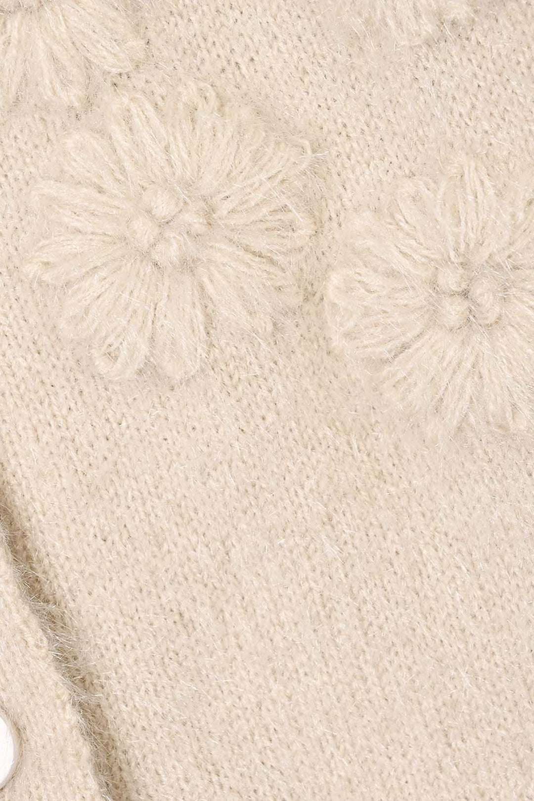 Infant Girls Feather-Acrylic Sweater-Tea Pink Flora-Off White