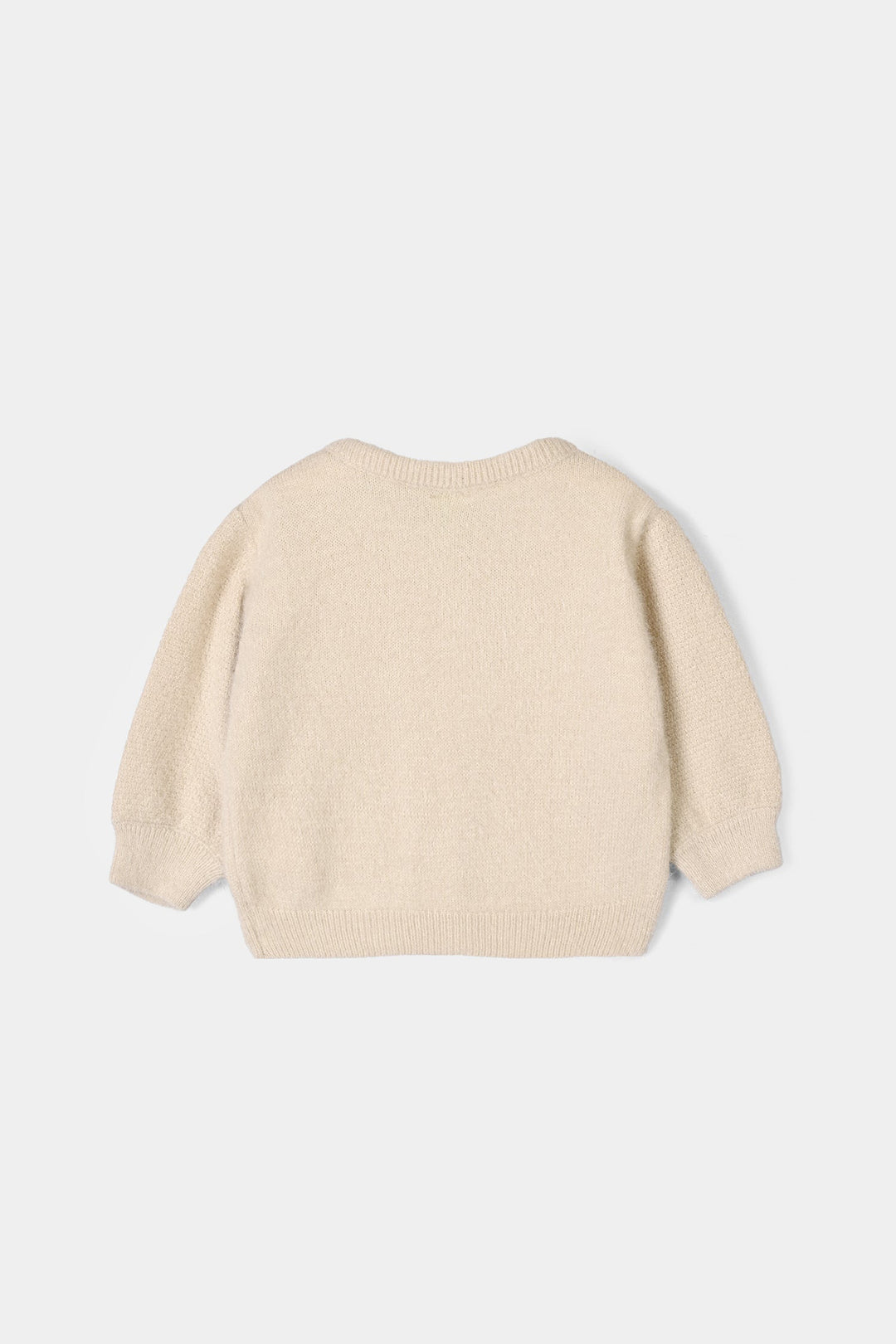 Infant Girls Feather-Acrylic Sweater-Tea Pink Flora-Off White