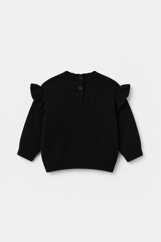 Infant Girls Acrylic Sweater - Rosie - Black