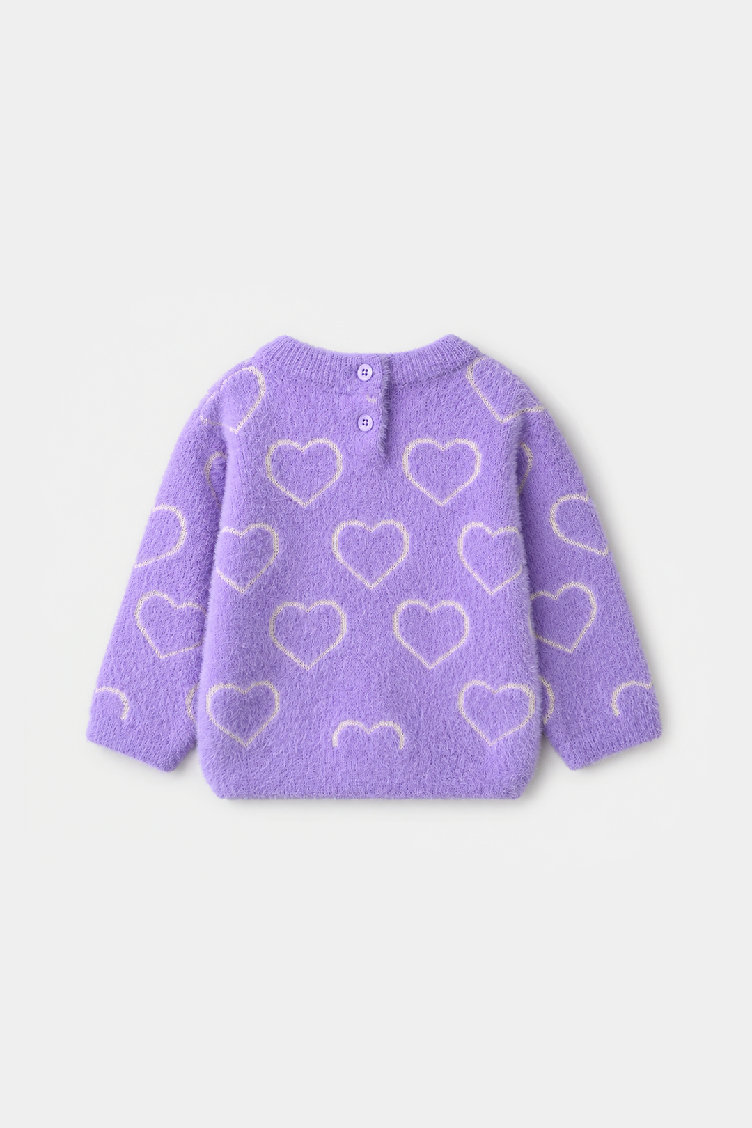 Infant Girls Feather - Acrylic Sweater - All Hearts - Lilac