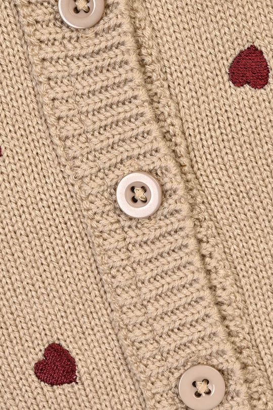 Infant Girls Acrylic Sweater-Hearted-BEIGE