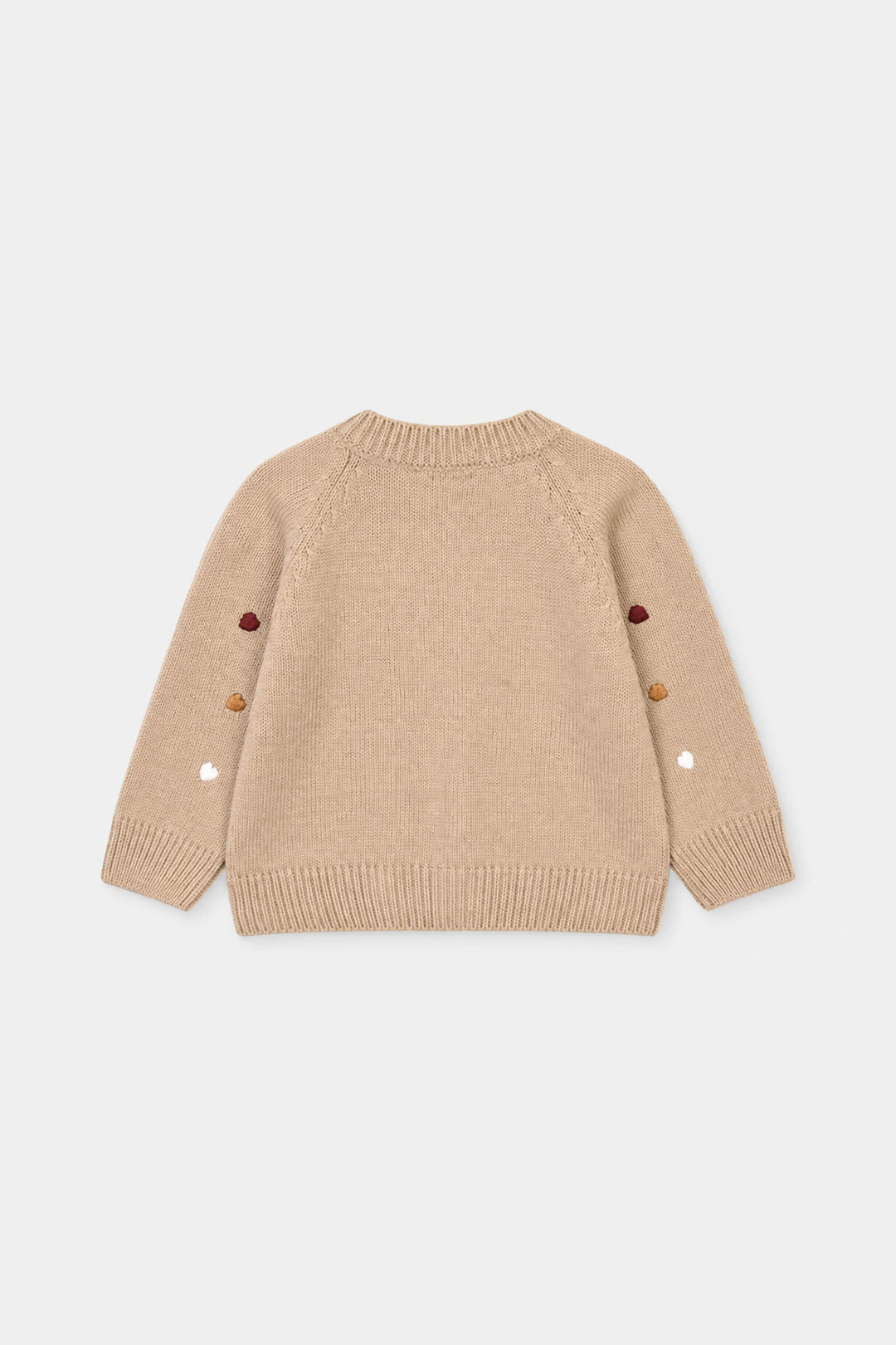 Infant Girls Acrylic Sweater-Hearted-BEIGE