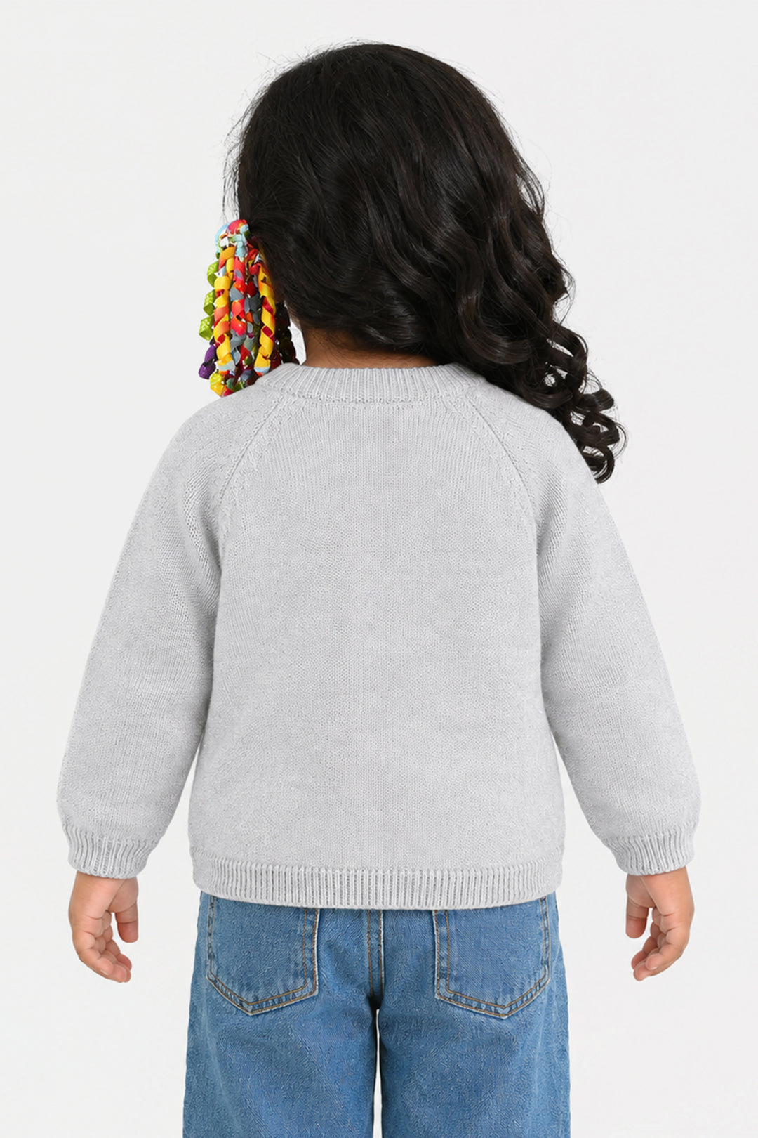 Infant Girls Acrylic Sweater-Cardigan-Lt.Grey