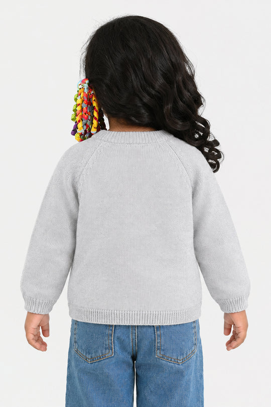 Infant Girls Acrylic Sweater-Cardigan-Lt.Grey