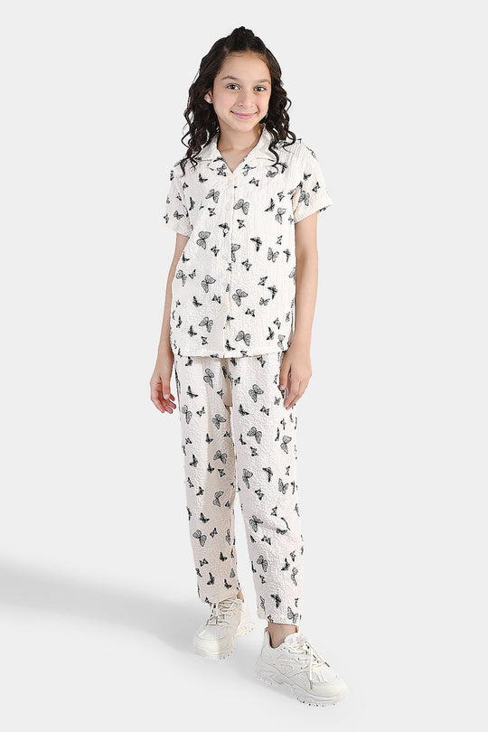 Girls Linen Viscose Nightwear Butterfly