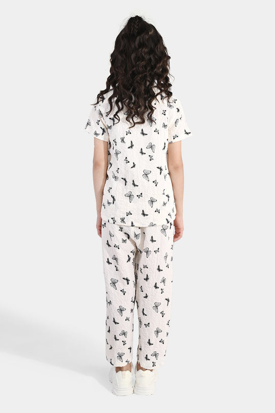 Girls Linen Viscose Nightwear Butterfly