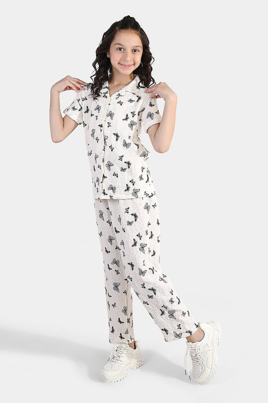 Girls Linen Viscose Nightwear Butterfly