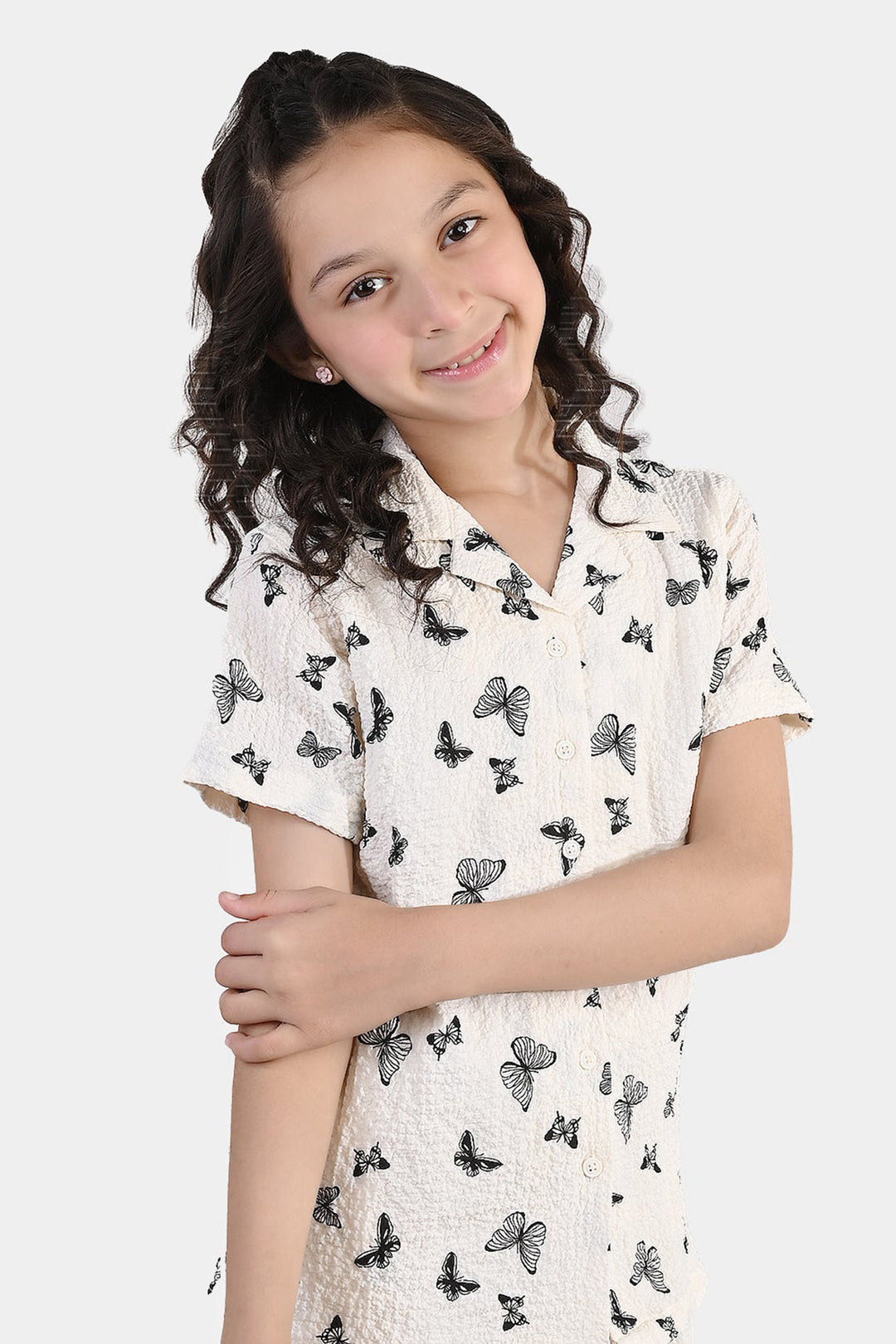 Girls Linen Viscose Nightwear Butterfly