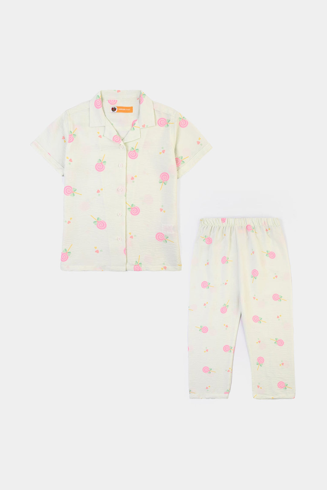 Girls Linen Viscose Nightwear-Heart & Bow