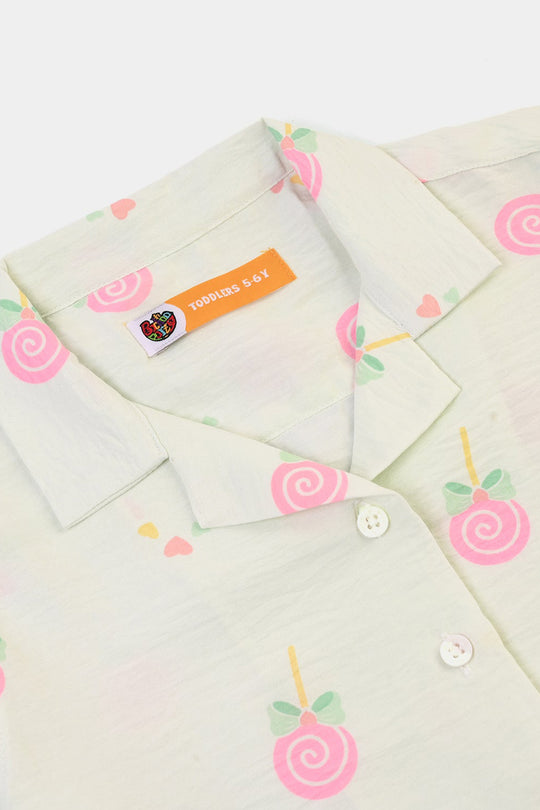 Girls Linen Viscose Nightwear-Heart & Bow