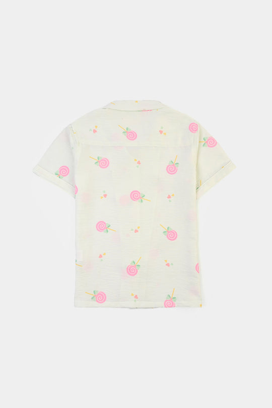 Girls Linen Viscose Nightwear-Heart & Bow