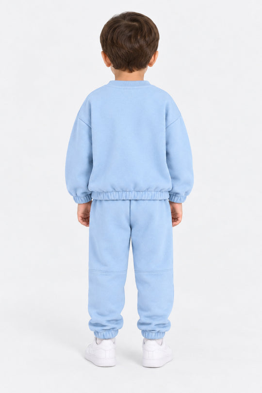 Infant Boys Cotton Terry 2 Piece Suit Sleep Repeat-Blue.Fog