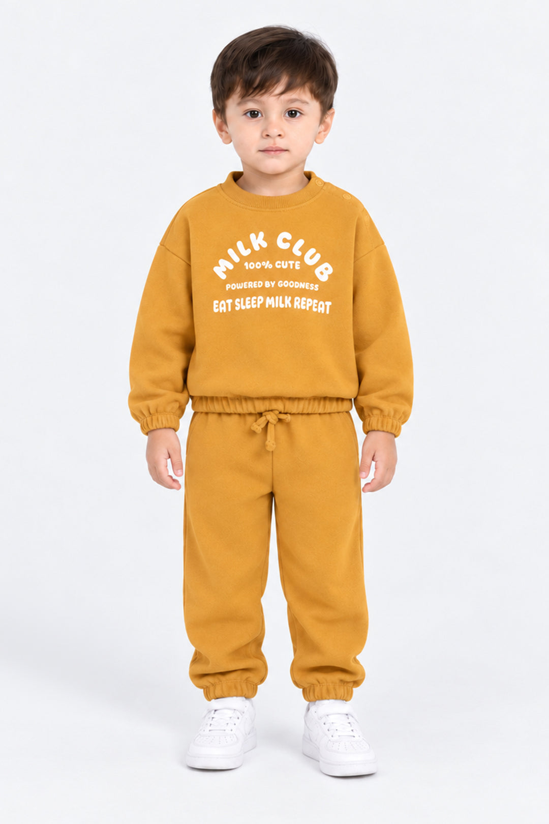 Infant Boys Cotton Terry 2 Piece Suit Milk Club-Yellow