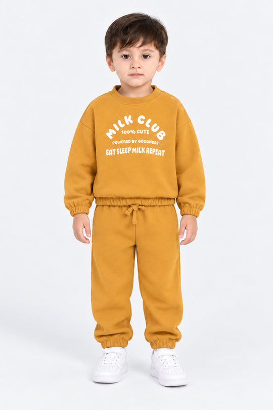 Infant Boys Cotton Terry 2 Piece Suit Milk Club-Yellow