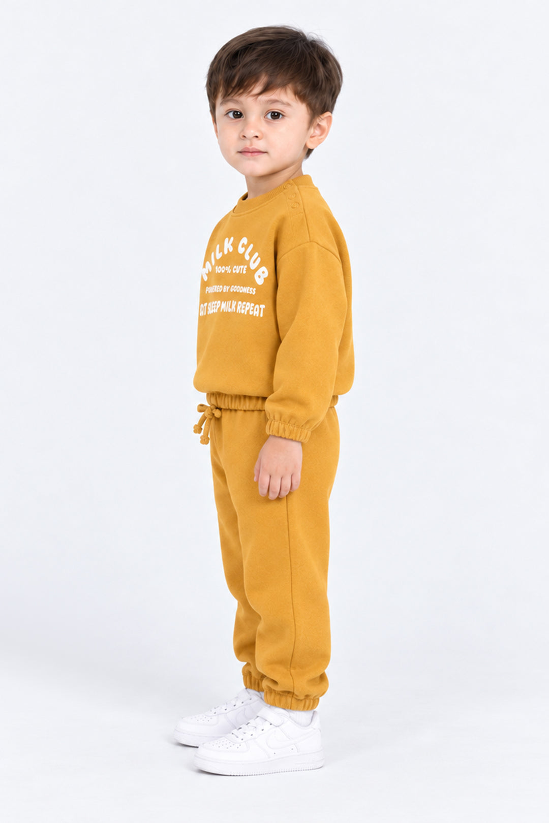 Infant Boys Cotton Terry 2 Piece Suit Milk Club-Yellow