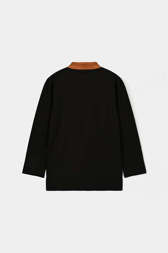 Boys Cotton Polo Varsity - Black