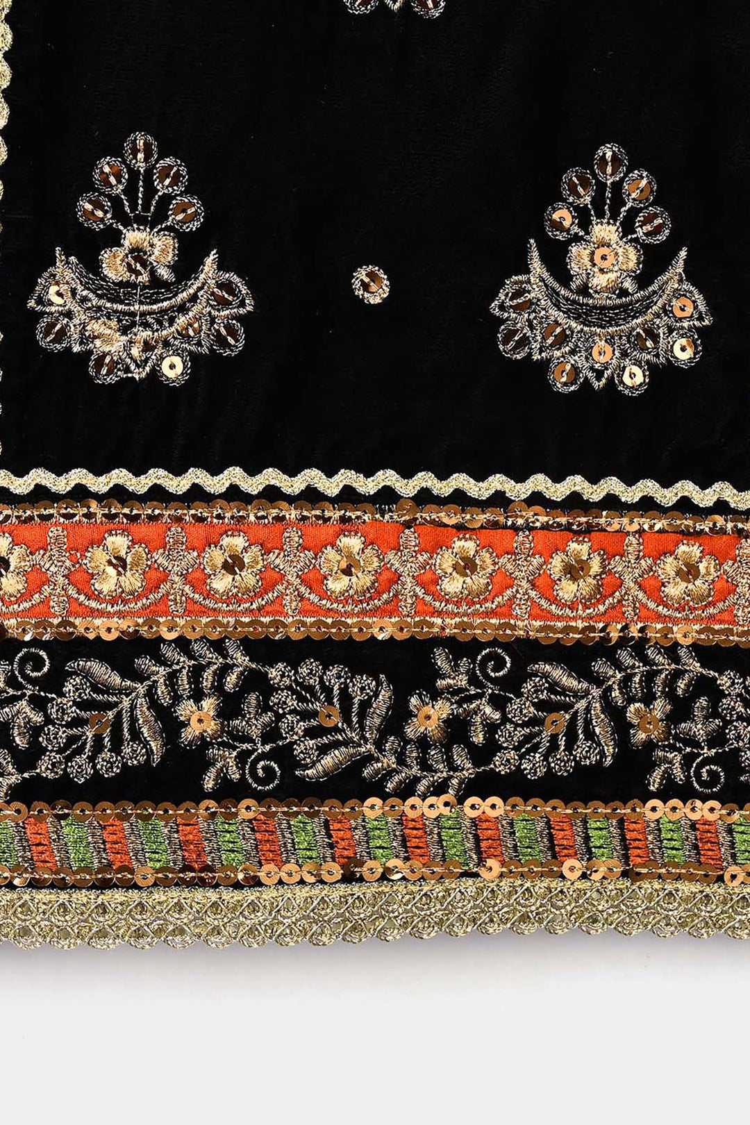 Girls Velvet 4Pcs Andaaz-BLACK