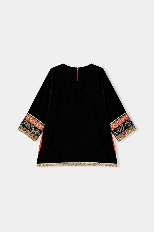 Girls Velvet 4Pcs Andaaz-BLACK