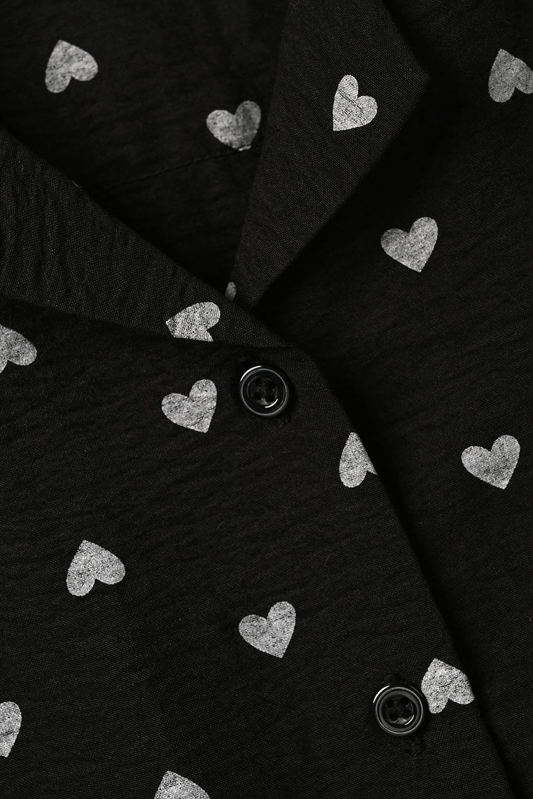 Girls Linen Viscose Nightwear-AOP Heart-BLACK