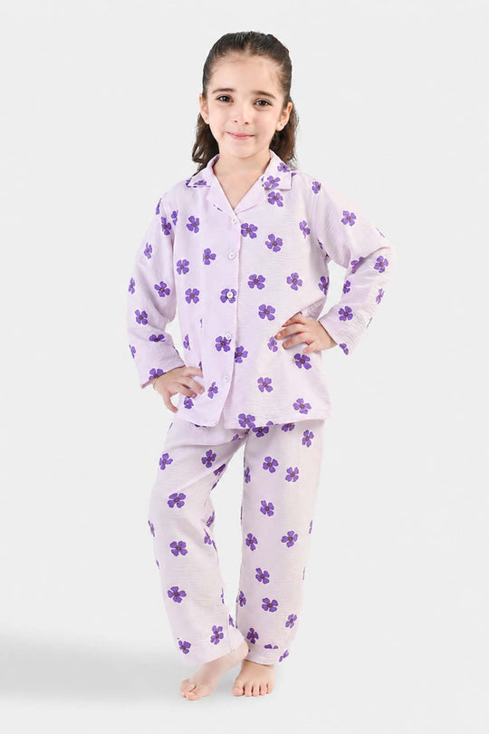 Girls Linen Viscose Nightwear - Lilly Lilac