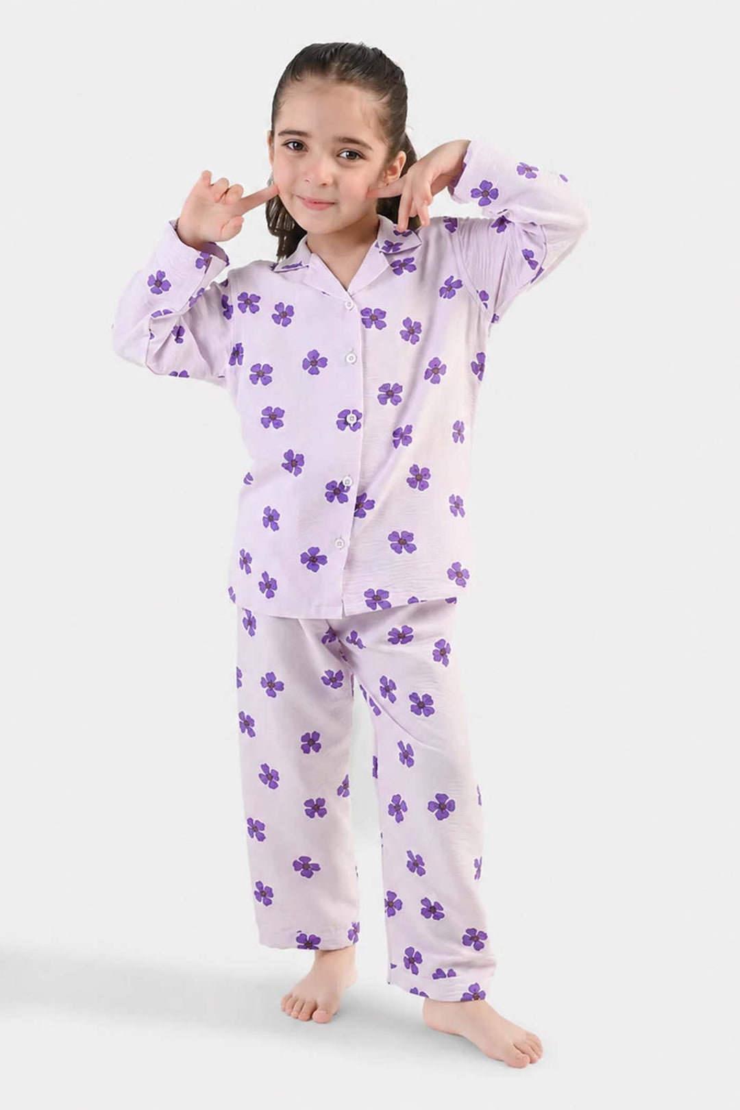 Girls Linen Viscose Nightwear - Lilly Lilac