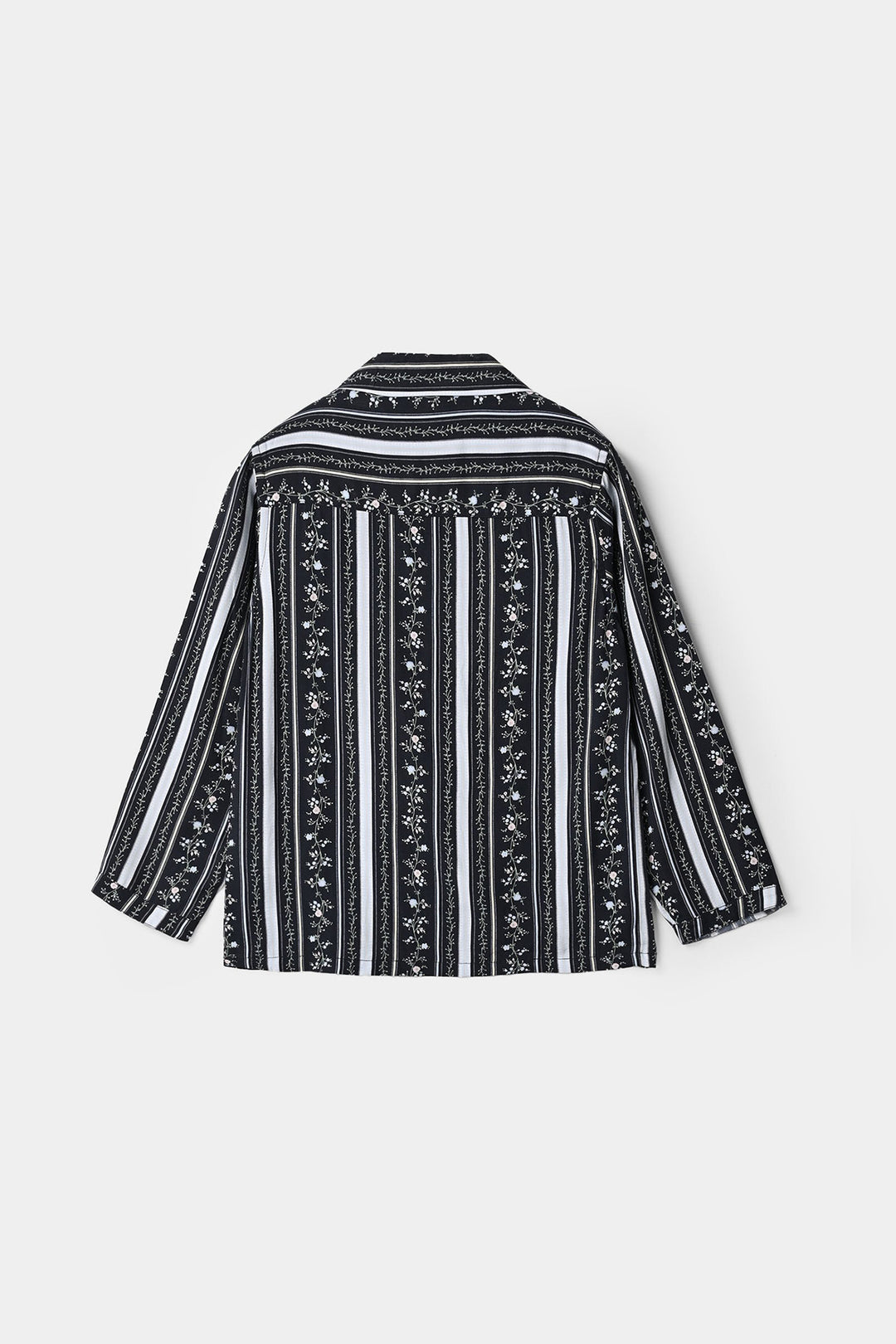 Girls Linen Viscose Nightwear-Stripe Floral-NAVY