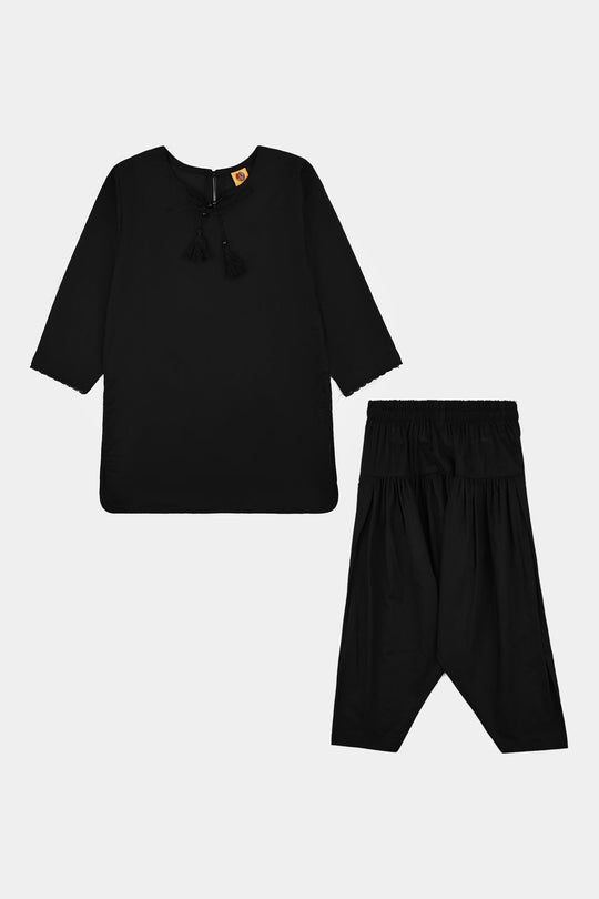 Girls Cotton 2Pcs Basic-Black